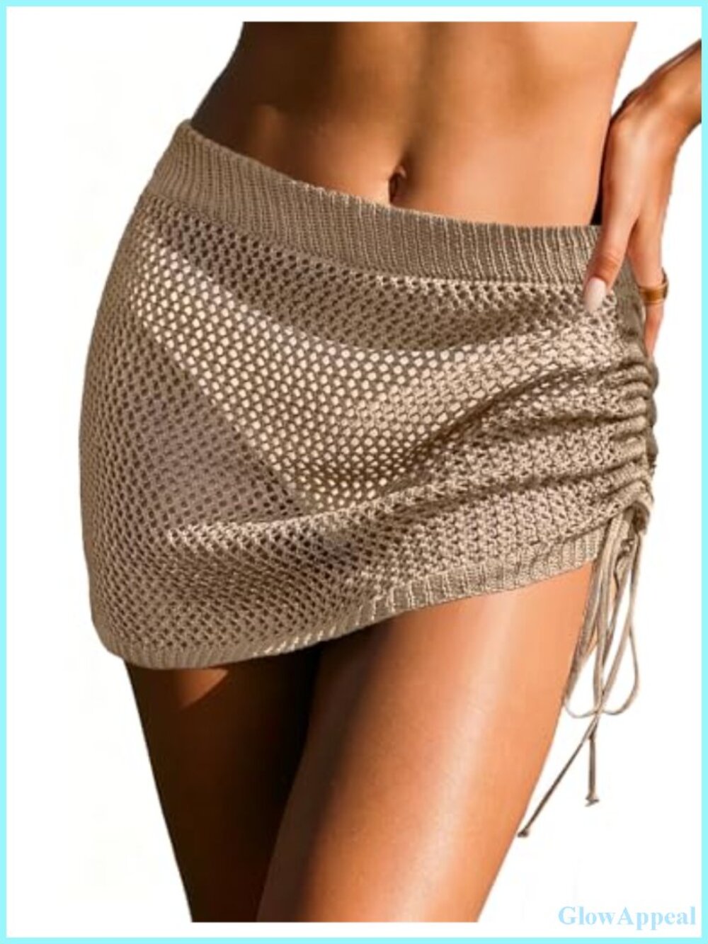 Crochet Knit Drawstring Swimwear Cover Up Skirt Beach Sarong Wrap